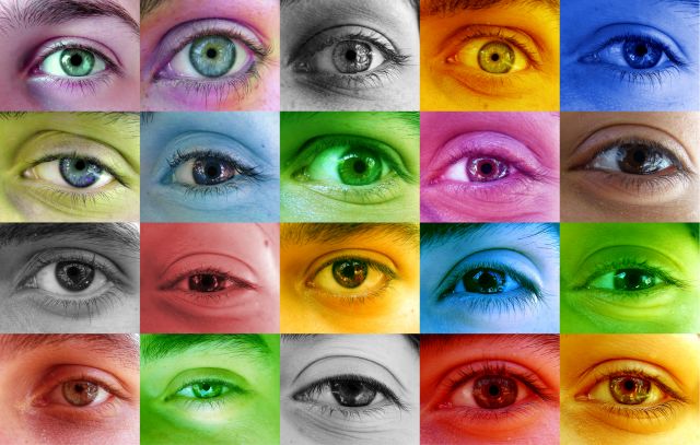 20 Augen, bunt unterlegt