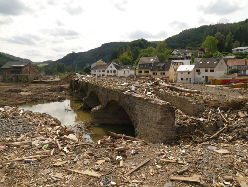 Aufnahme der Überflutungen im Ahrtal.