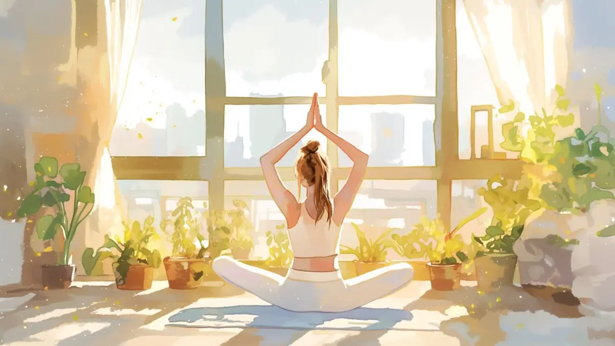 Symbolbild: Yoga-Pose als Zeichen der Kooperation von DGPFG und gyne seit zehn Jahren.