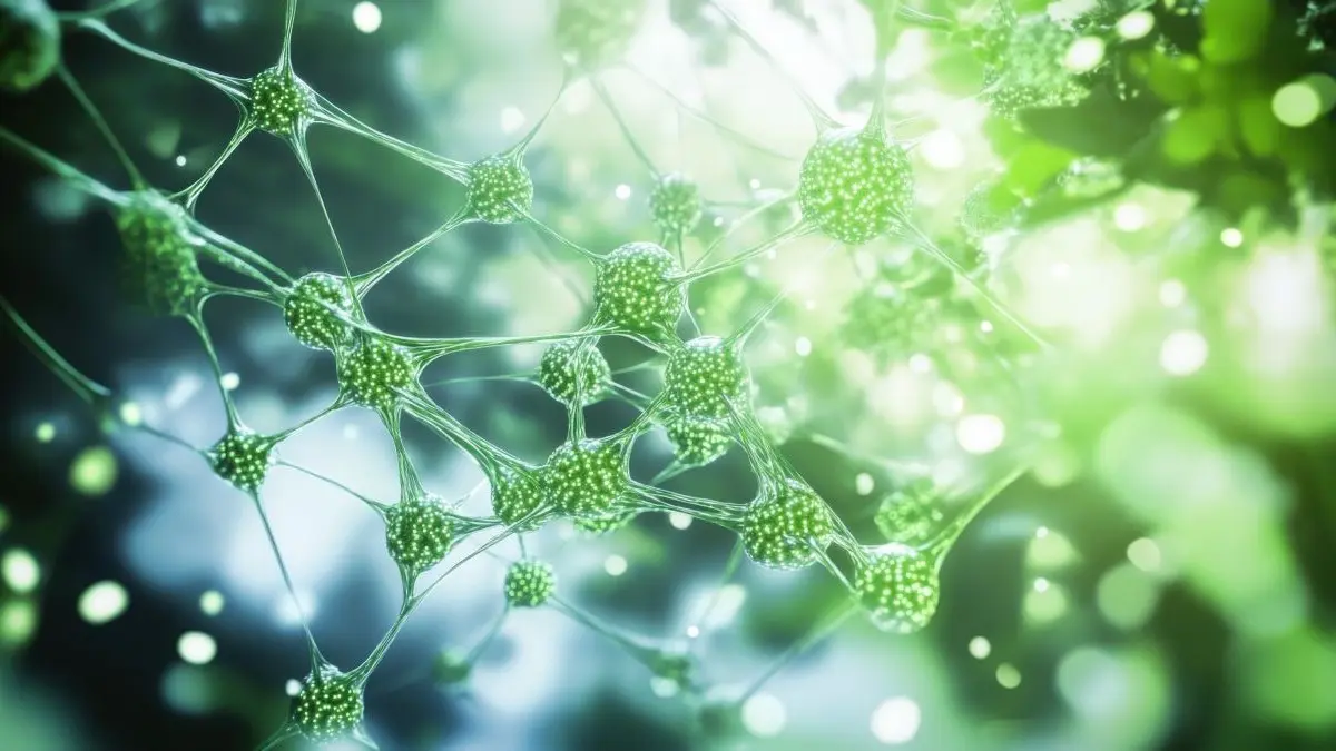 Wächter-Lymphknoten in der Achsel, Markierung zur Brustkrebsoperation, grüne Vernetzung.
