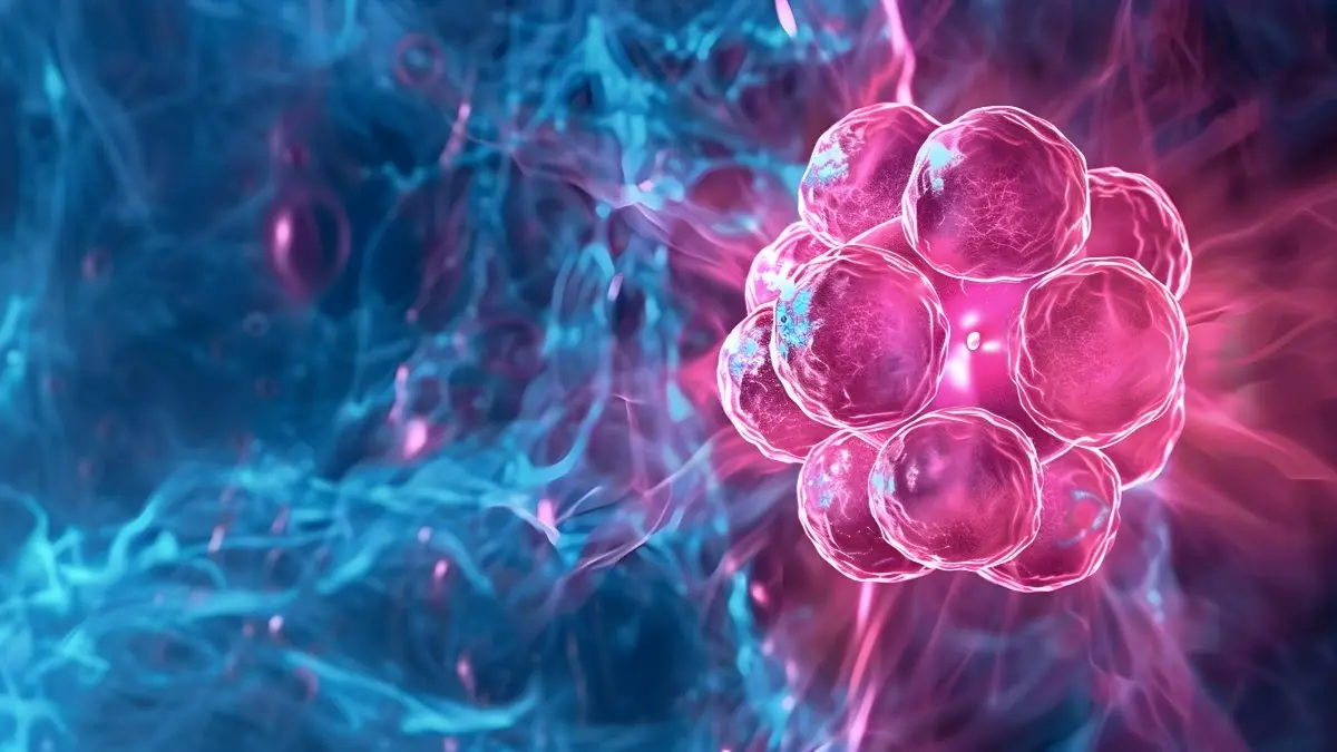 3D-Darstellung von Zellen als Symbol fuer gemeinsames Forschungsprojekt von Urologie und Nuklearmedizin