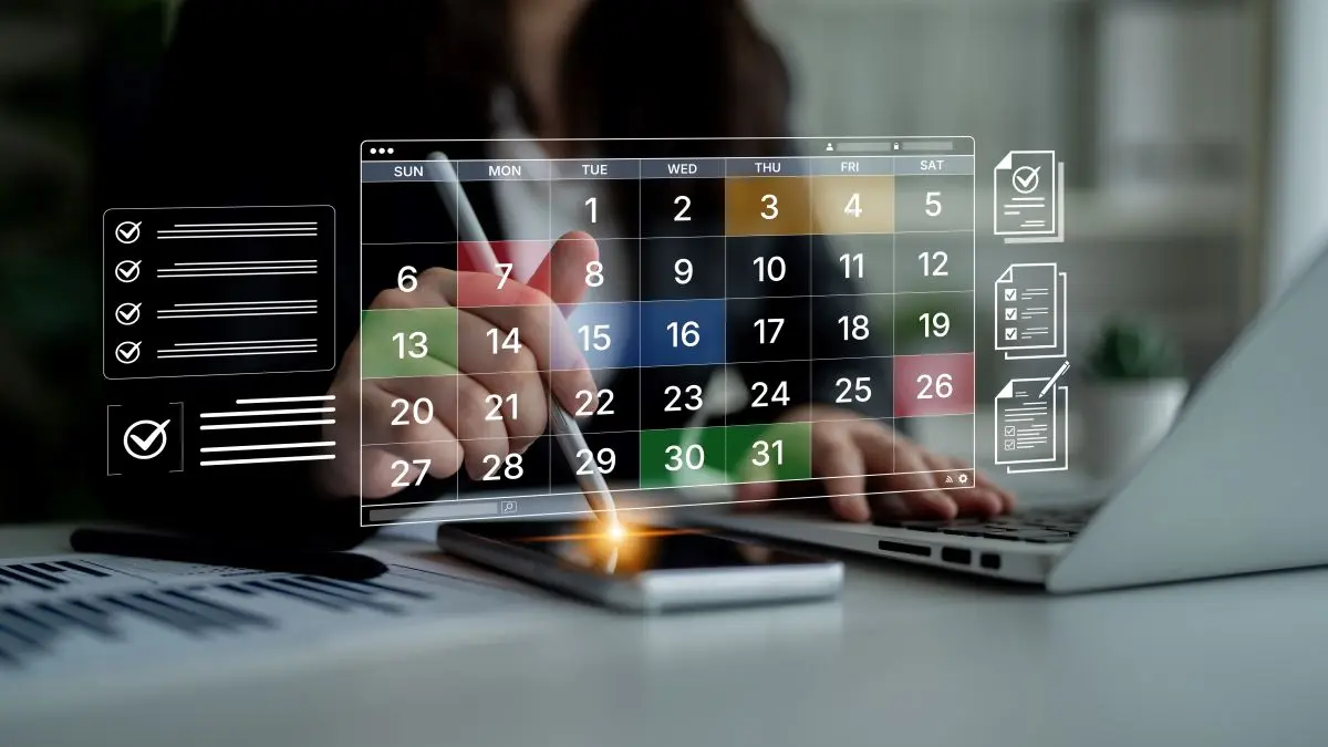 Digitaler Kalender als Symbolbild für die Planung von Kongressbesuchen mit Checklisten.