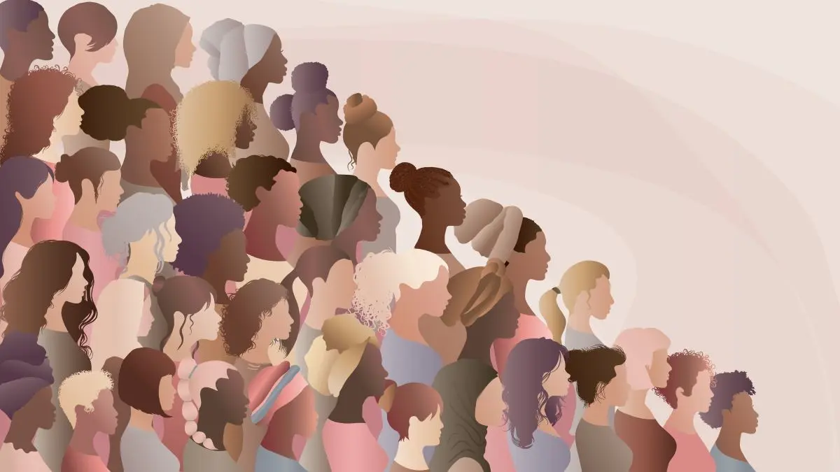 Illustration vieler Frauen in Seitenansicht als Symbol fuer Frauengesundheit und gemeinsame Petition